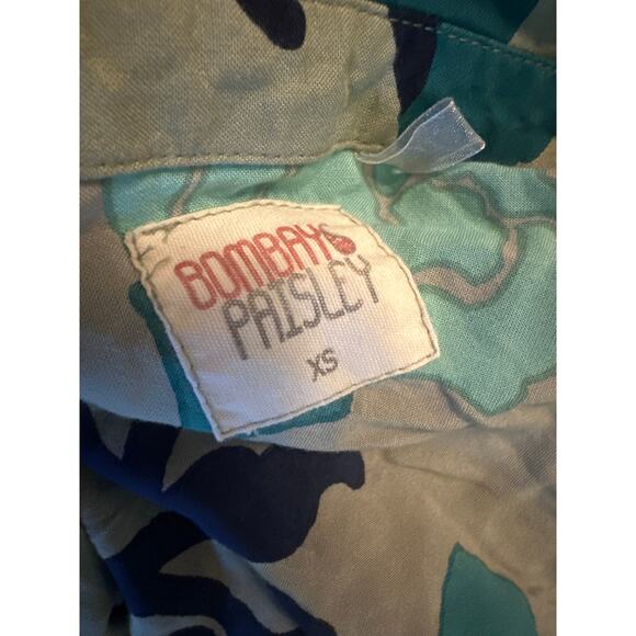 Women XS Bombay & Paisley Button Shirt Dress Green Floral Print Midi - Picture 6 of 6